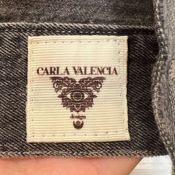 Citizens of Humanity Nica Slim Trucker Jacket in Smoke - Custom Embroidered Sz S - Picture 5 of 11